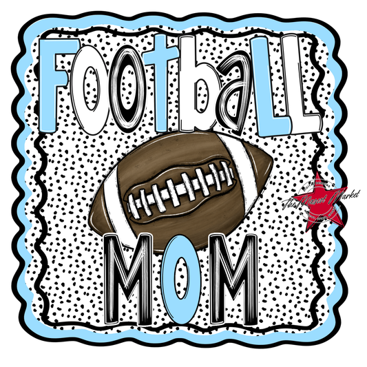 Football Mom Dot Design-Columbia Blue