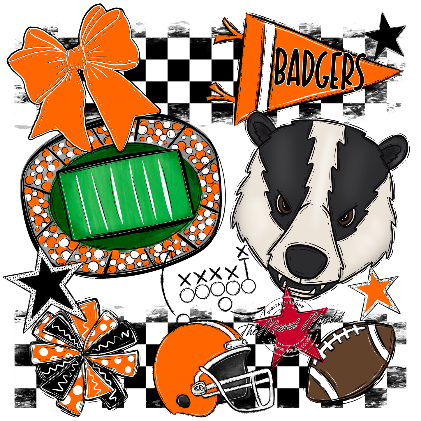 Badgers Mascot Spirit Design-Orange