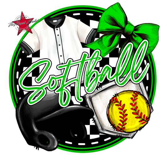 Circle Softball Design-Bright Green