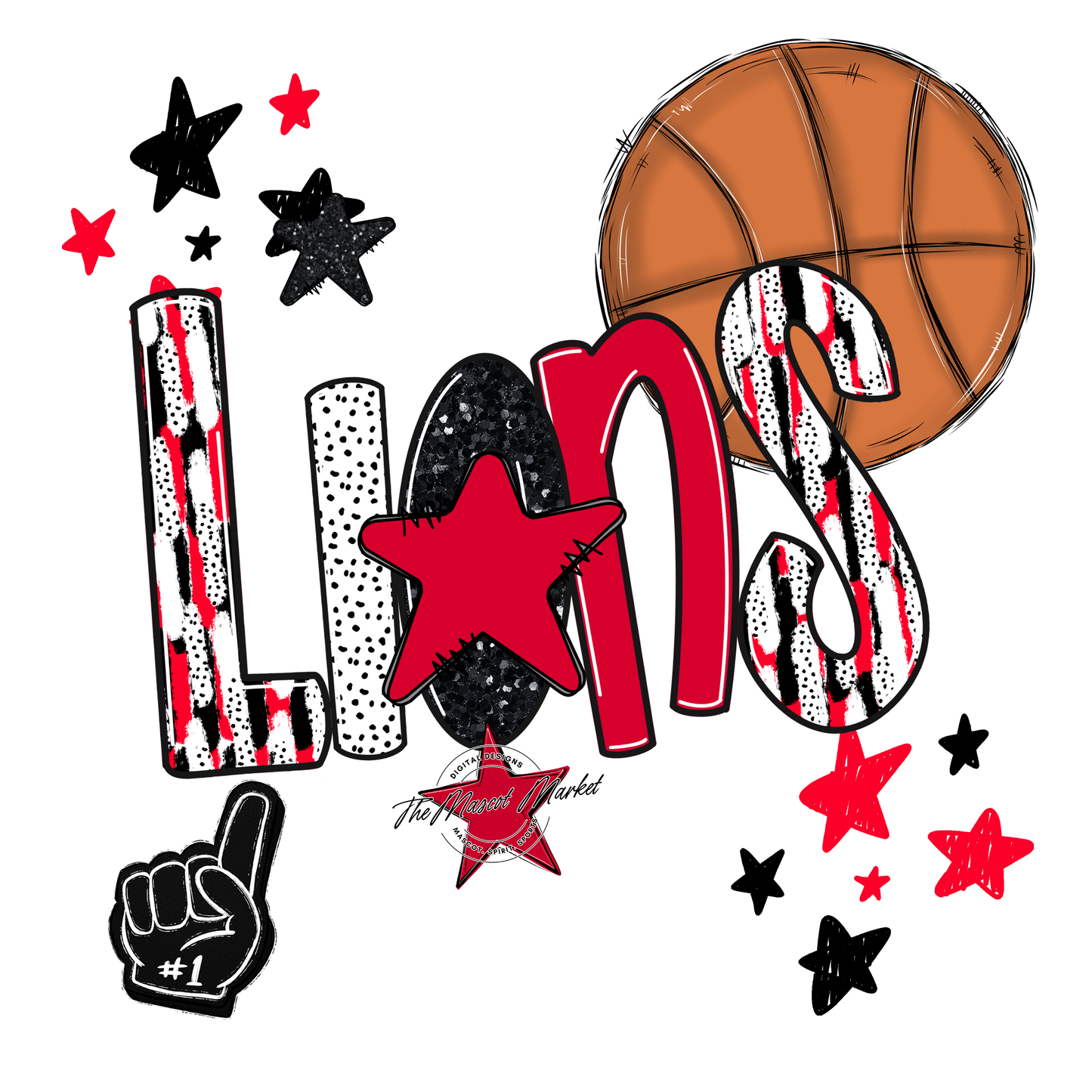 Lions Basketball Scrape-Red