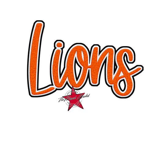 Lions Faux Chenille Patch-Orange
