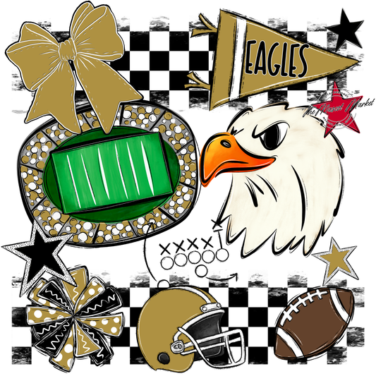 Eagles Checkers Mascot Spirit Design-Gold