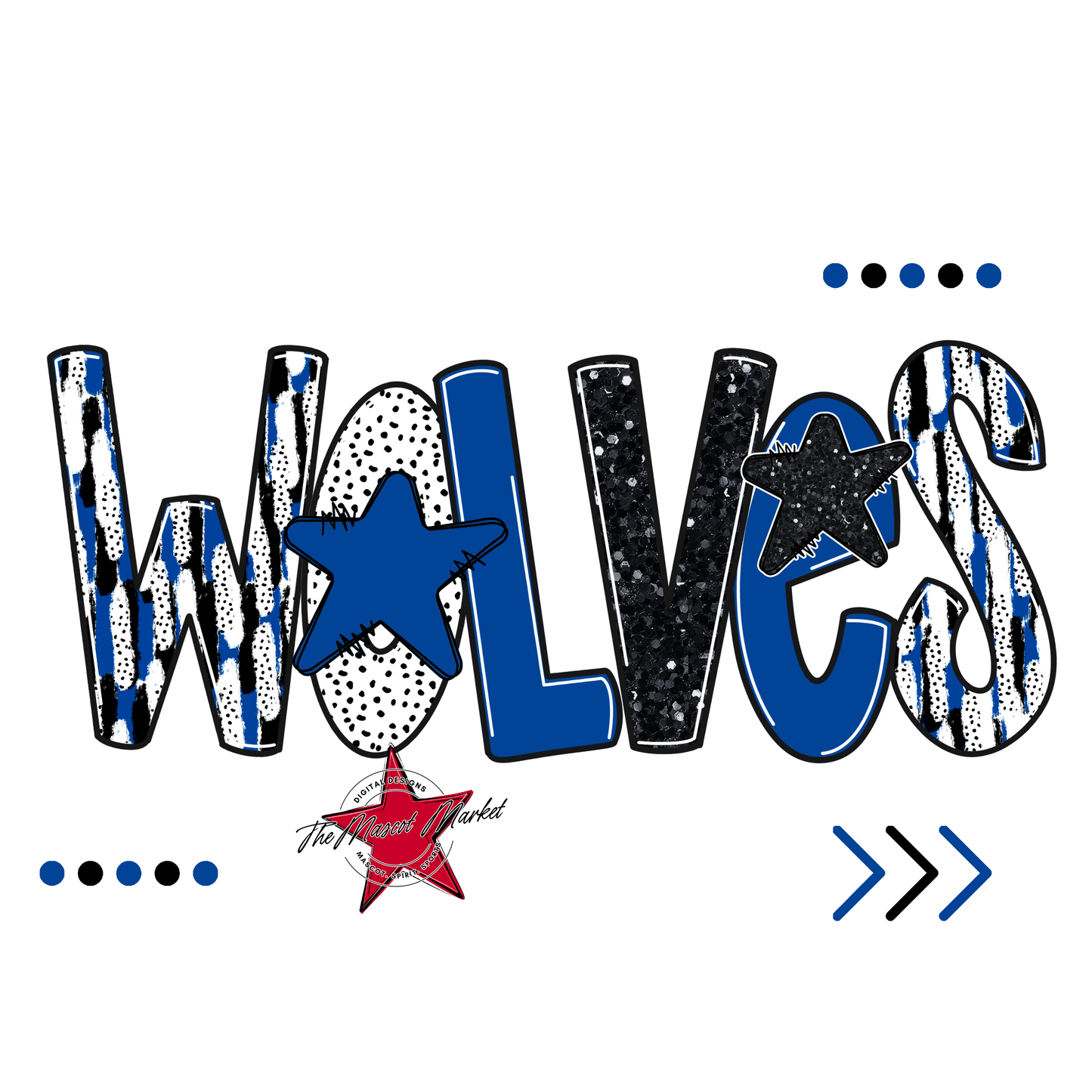 Wolves Brushstroke Alpha w Arrows-Off Blue