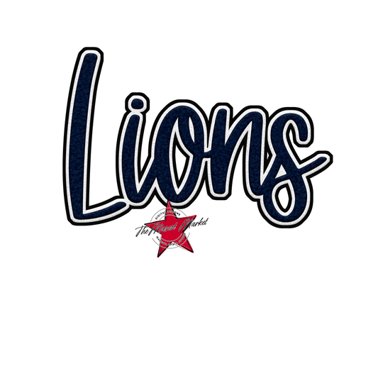 Lions Faux Chenille Patch-Navy