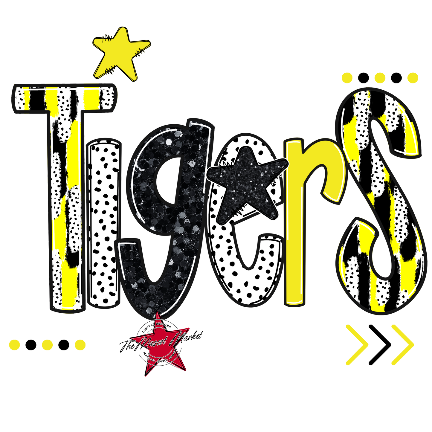 Tigers Brushstroke Alpha w Arrows-Bright Yellow