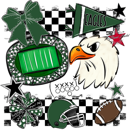 Eagles Checkers Mascot Spirit Design-Green