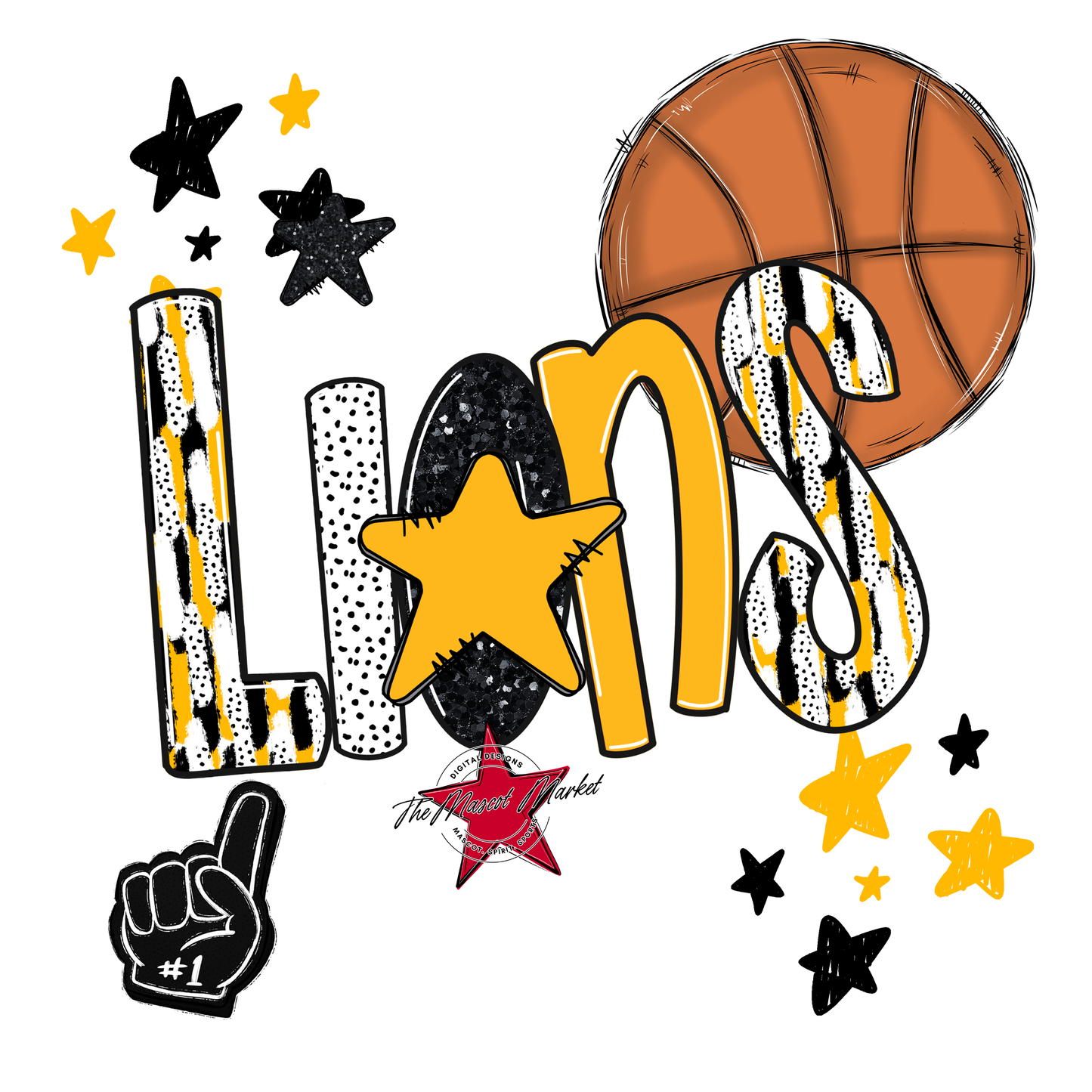 Lions Basketball Scrape-Yellow