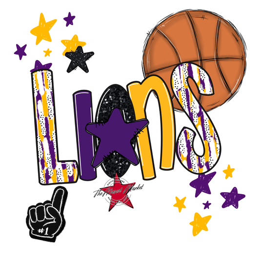 Lions Basketball Scrape-Purple-Yellow