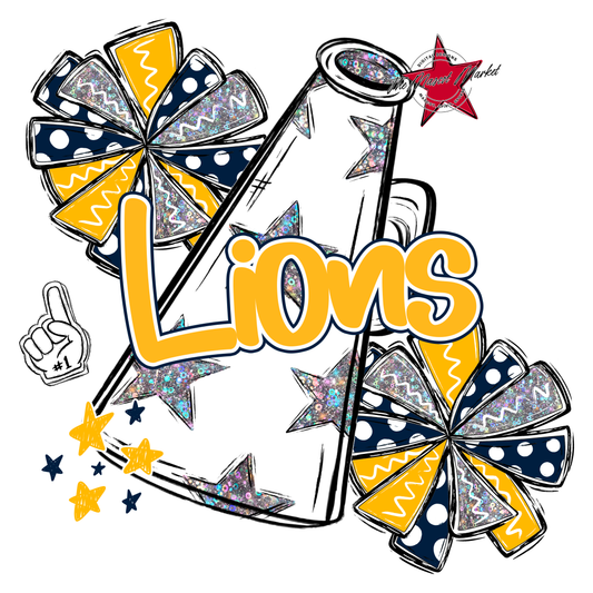 Lions Alpha Megaphone Design-Navy-Yellow