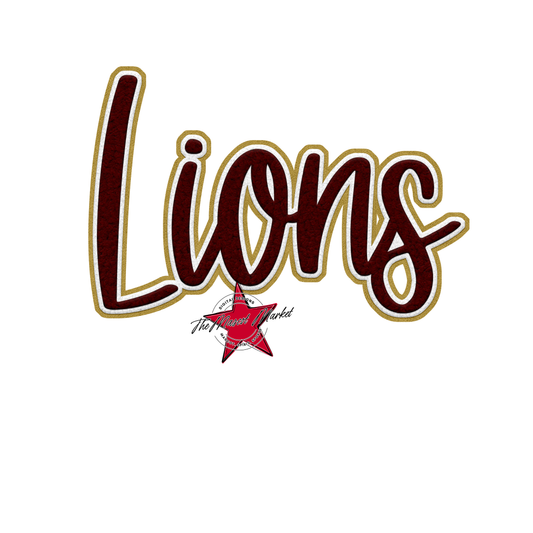Lions Faux Chenille Patch-Maroon-Gold