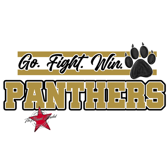 Panthers Go Fight Win Mascot Lines-Gold