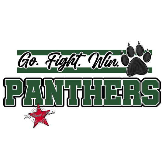 Panthers Go Fight Win Mascot Lines-Green