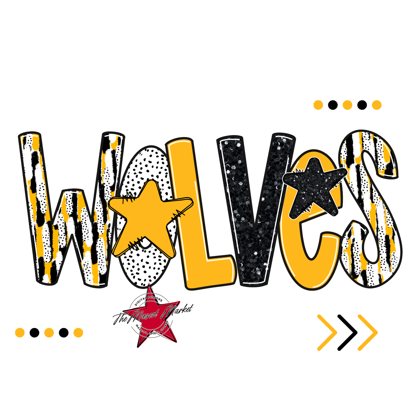 Wolves Brushstroke Alpha w Arrows-Yellow