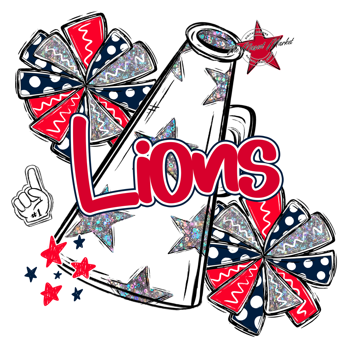 Lions Alpha Megaphone Design-Navy-Red