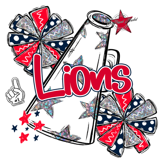 Lions Alpha Megaphone Design-Navy-Red