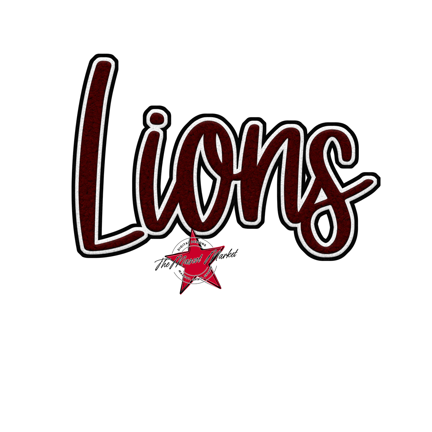 Lions Faux Chenille Patch-Maroon