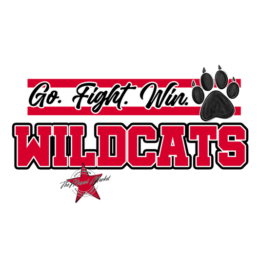 Wildcats Go Fight Win Mascot Lines-Red