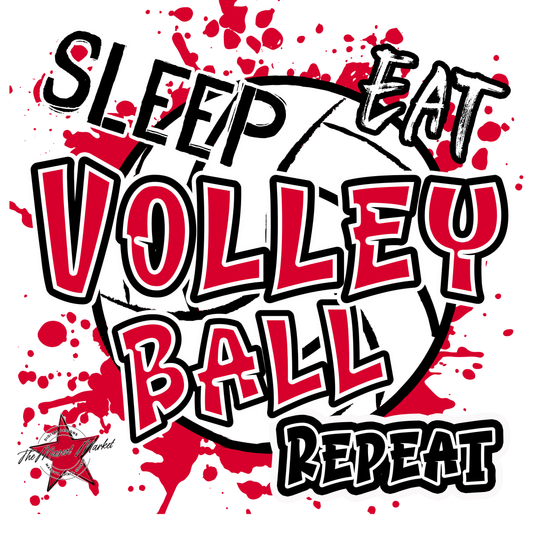 Eat Sleep Volleyball Repeat Design-Red