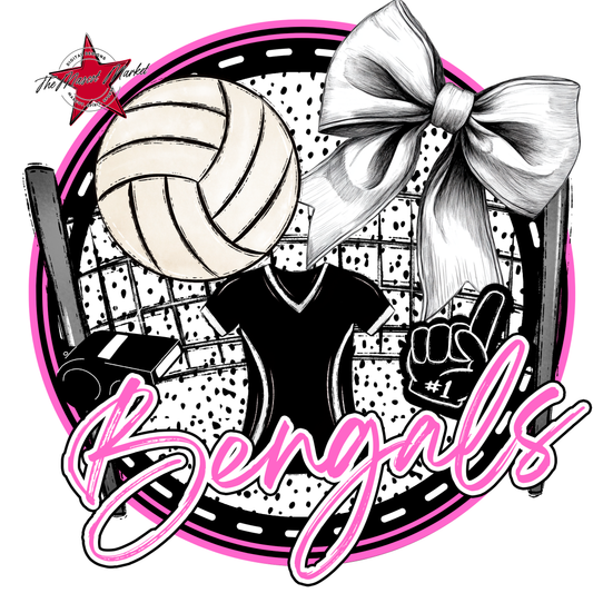 Bengals Circle Volleyball Design-Baby Pink