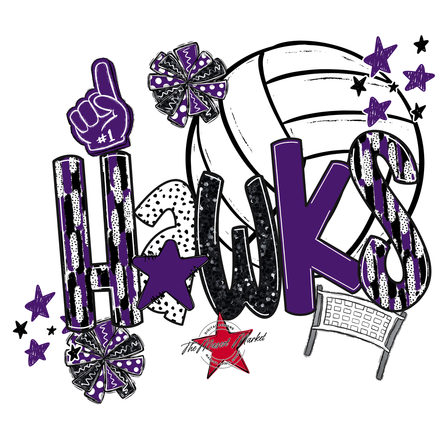Hawks Volleyball Scrape-Purple