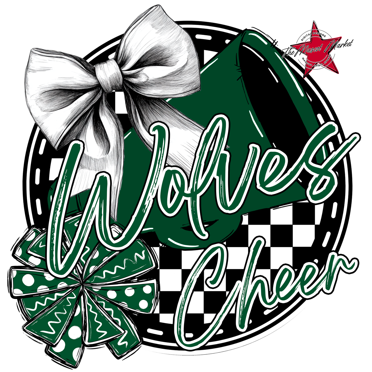 Wolves Circle Cheer Design-Green