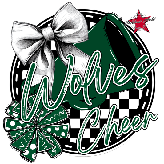 Wolves Circle Cheer Design-Green