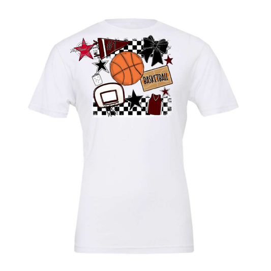 Basketball Checkers Spirit Design-Maroon