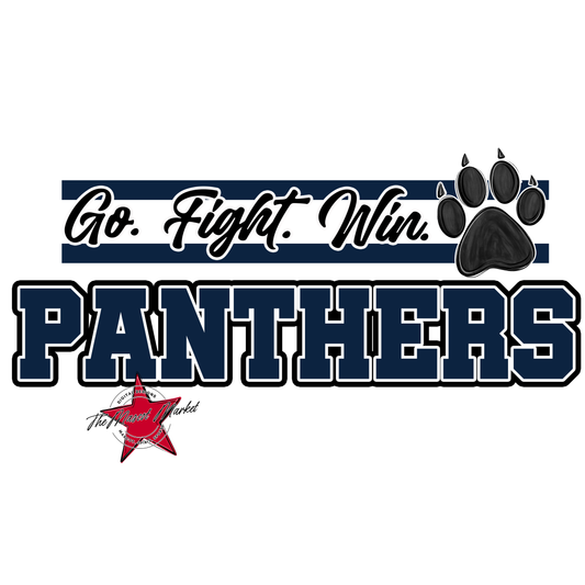 Panthers Go Fight Win Mascot Lines-Navy