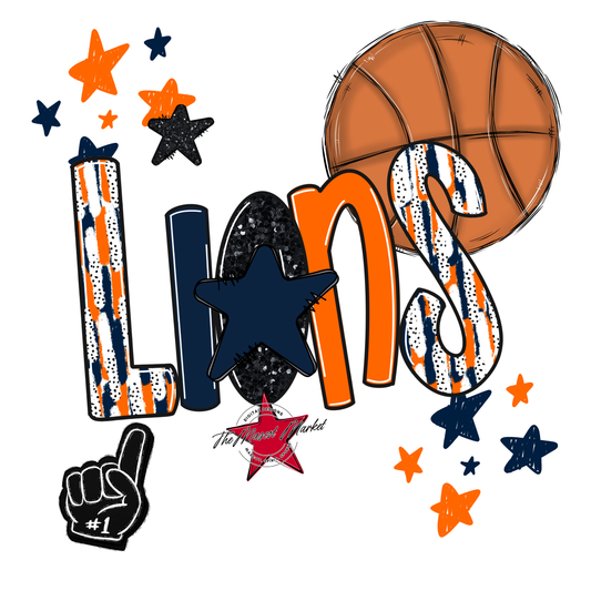 Lions Basketball Scrape-Navy-Orange