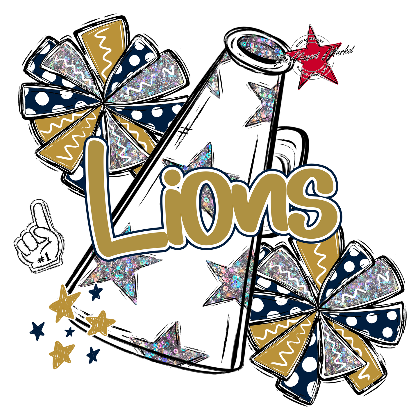 Lions Alpha Megaphone Design-Navy-Gold