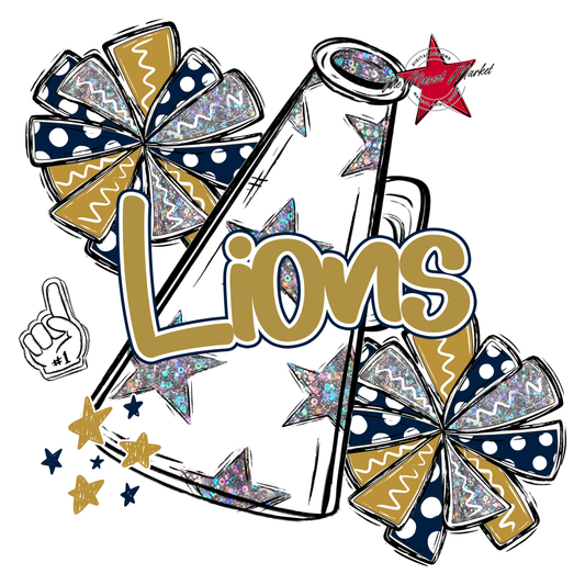 Lions Alpha Megaphone Design-Navy-Gold