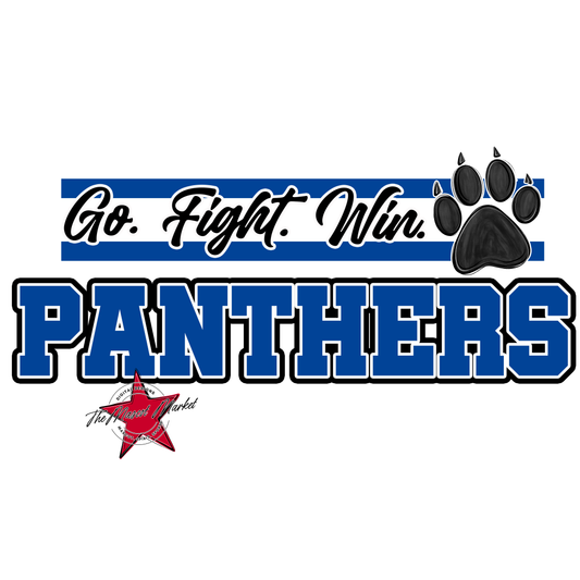 Panthers Go Fight Win Mascot Lines-Off Blue