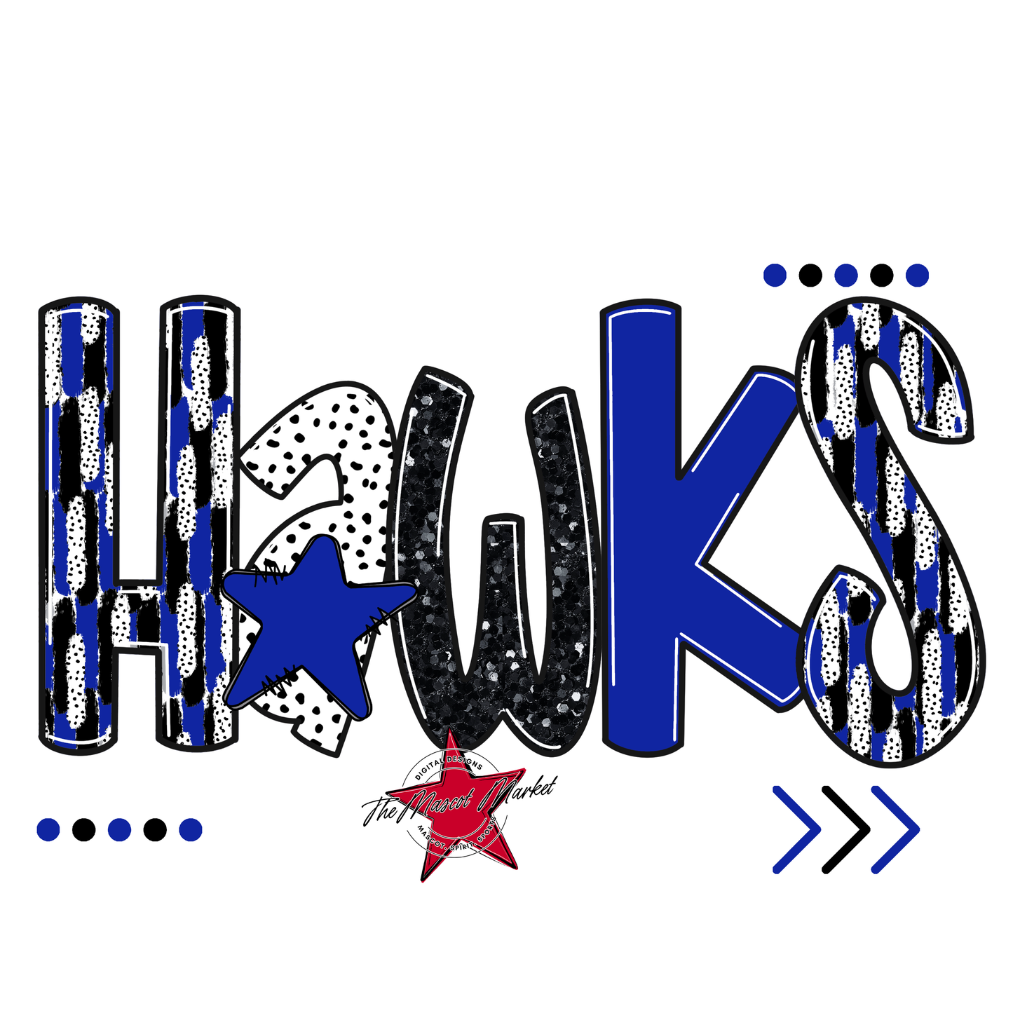 Hawks Brushstroke Alpha w Arrows-Royal Blue