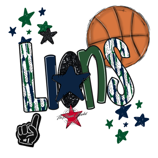 Lions Basketball Scrape-Navy-Green