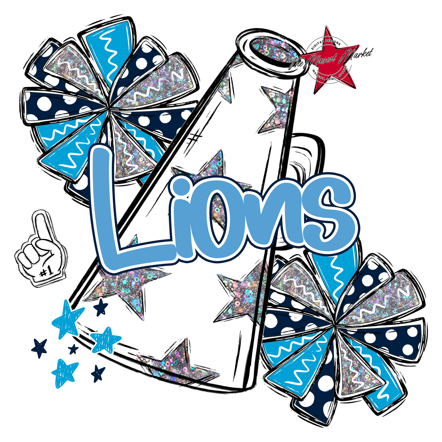 Lions Alpha Megaphone Design-Navy-Carolina Blue