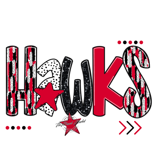 Hawks Brushstroke Alpha w Arrows-Red