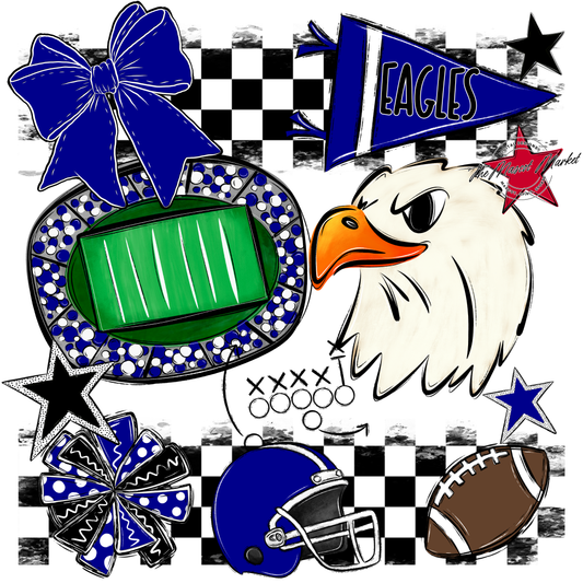 Eagles Checkers Mascot Spirit Design-Blue