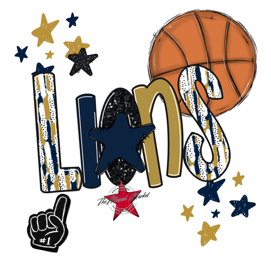 Lions Basketball Scrape-Navy-Gold
