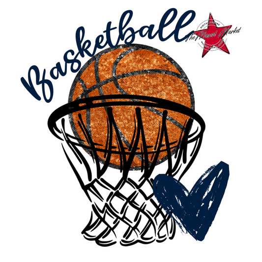 Basketball Sequins w Net-Navy