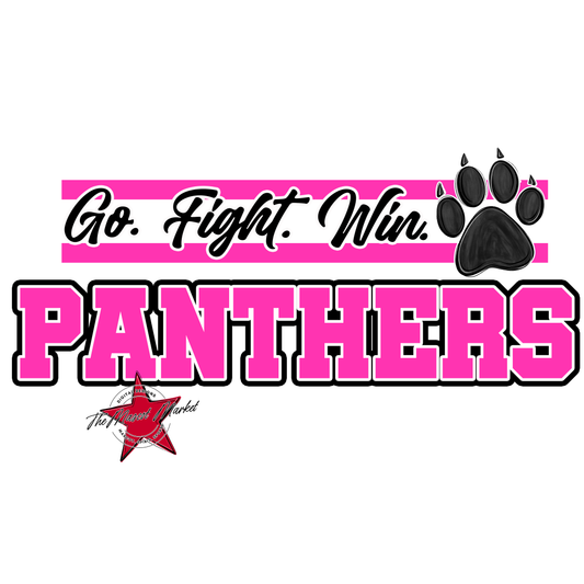 Panthers Go Fight Win Mascot Lines-Pink
