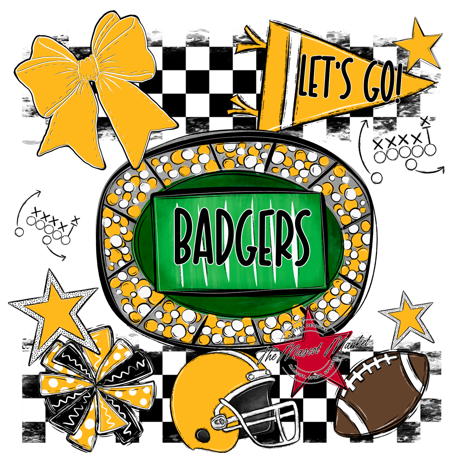 Badgers Checkers Spirit Design-Yellow