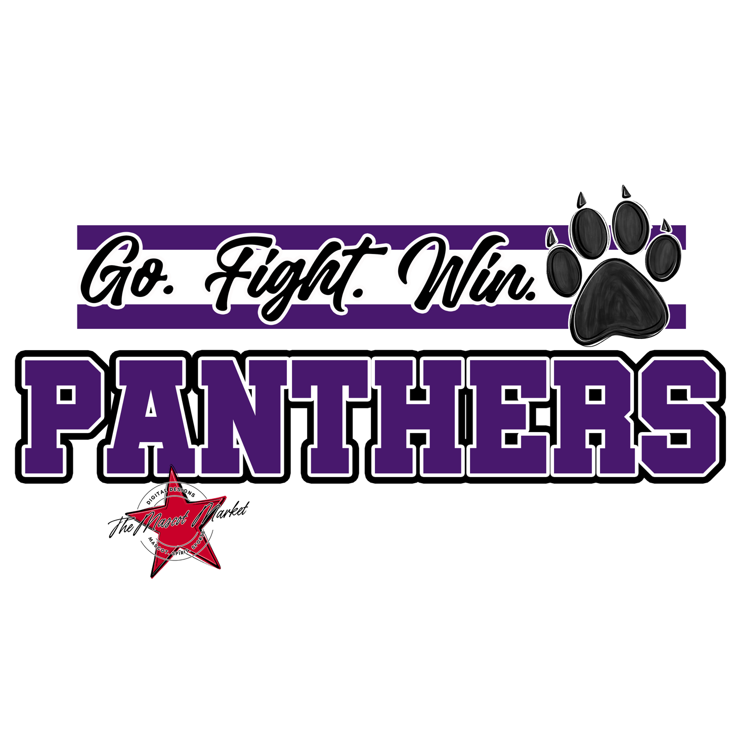 Panthers Go Fight Win Mascot Lines-Purple