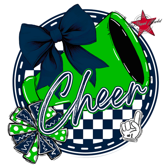 Cheer Circle Design-Navy-Bright Green