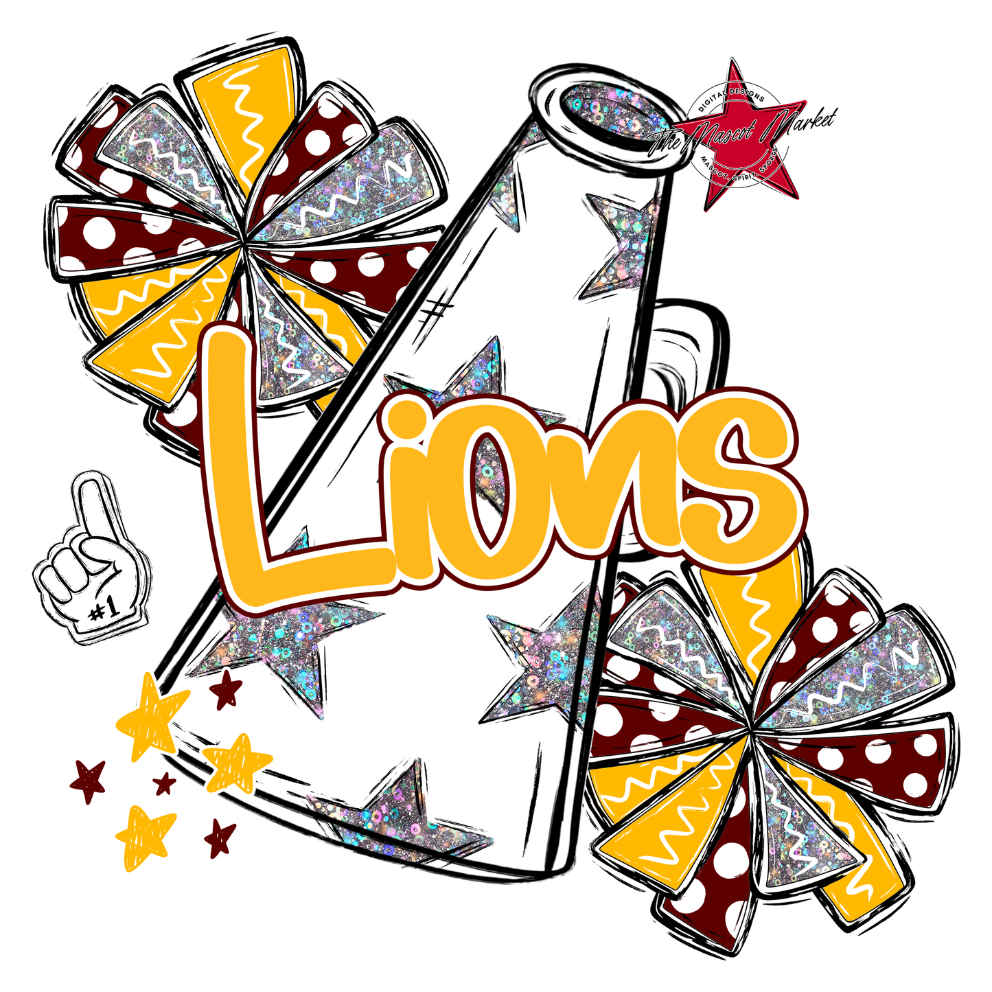 Lions Alpha Megaphone Design-Maroon-Yellow