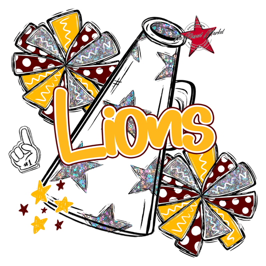 Lions Alpha Megaphone Design-Maroon-Yellow