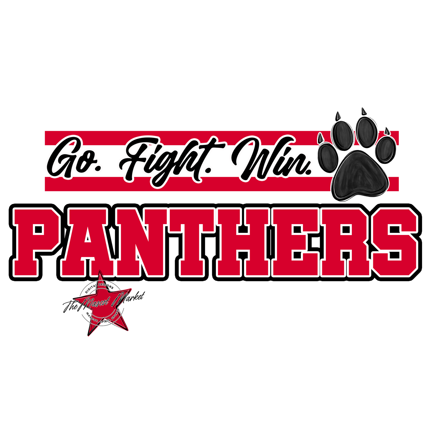 Panthers Go Fight Win Mascot Lines-Red