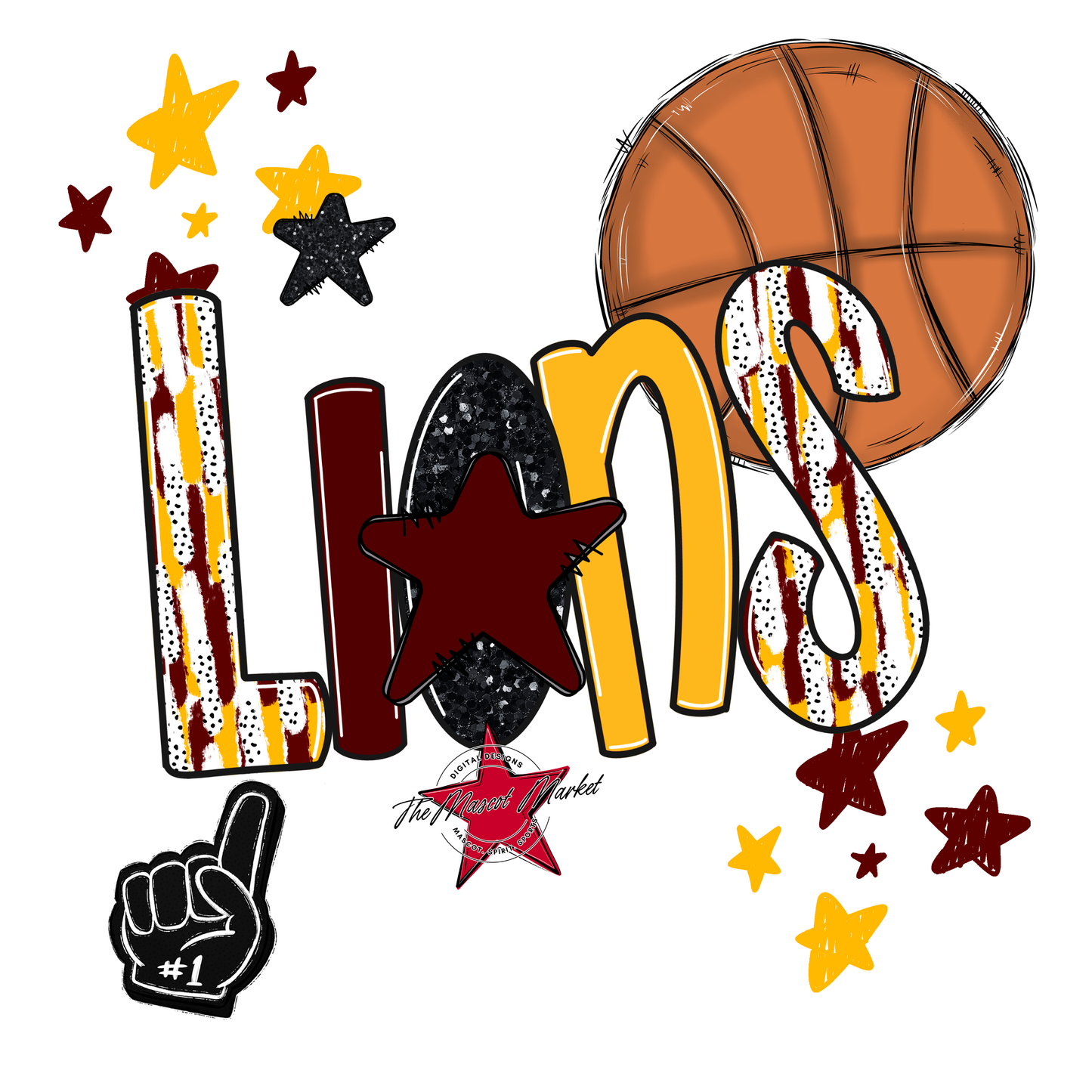 Lions Basketball Scrape-Maroon-Yellow