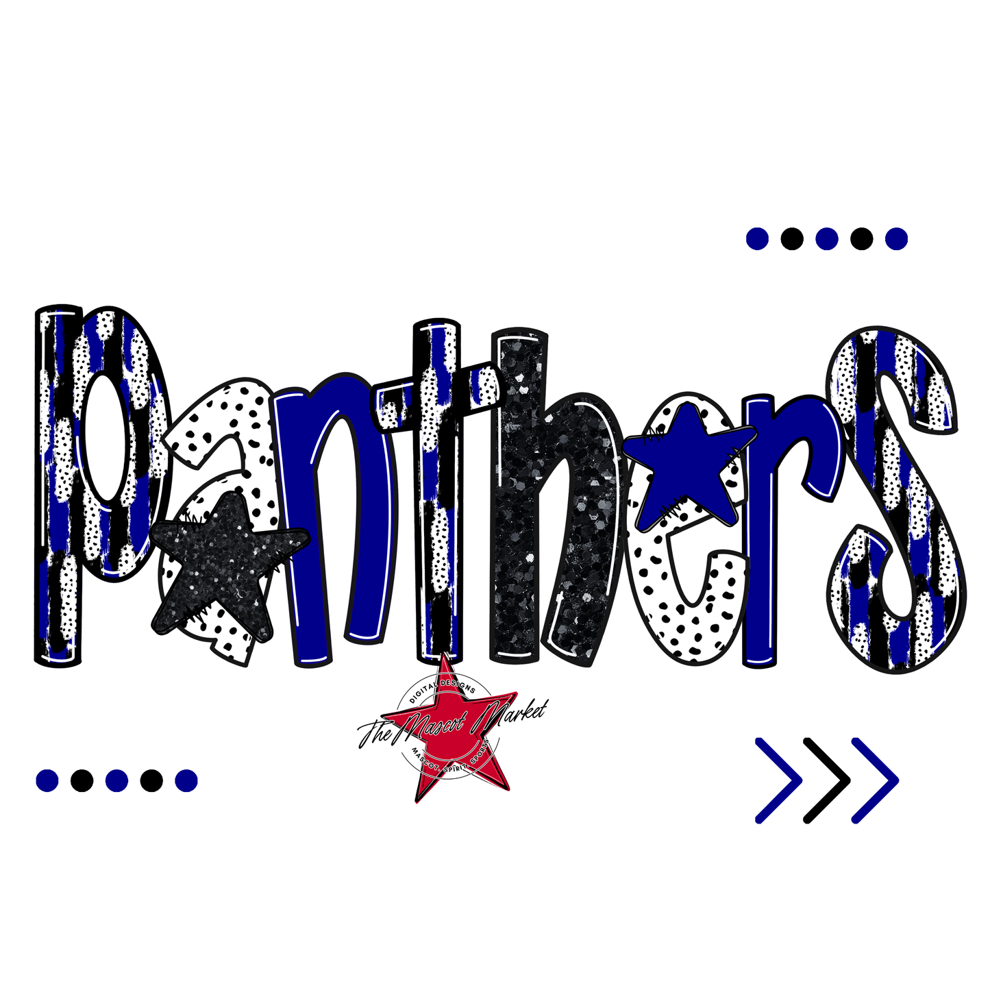 Panthers Brushstroke Alpha w Arrows-Blue