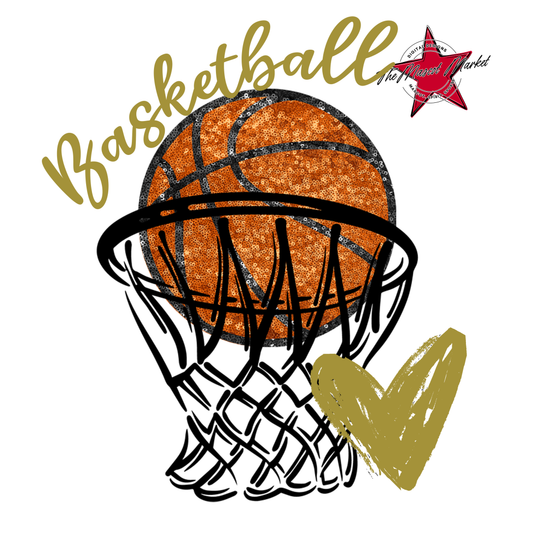 Basketball Sequins w Net-Gold