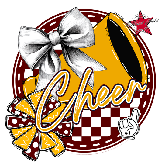 Cheer Circle Design-Maroon-Yellow
